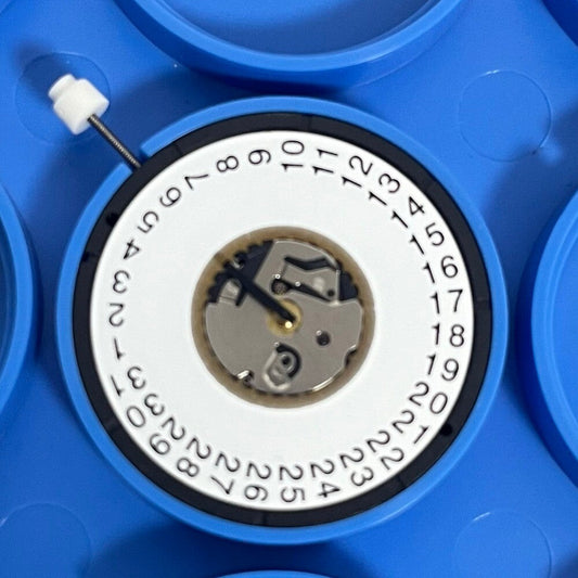 Swiss Made ISA 2334 quartz watch movement with original single calendar, date display at 3 o'clock.