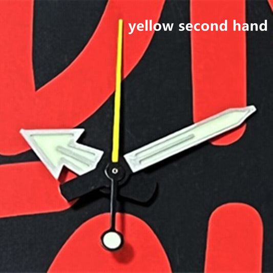 Yellow second hand with silver trim and C3 green lume, compatible with NH35A, SKX007, and SRP777 watches.