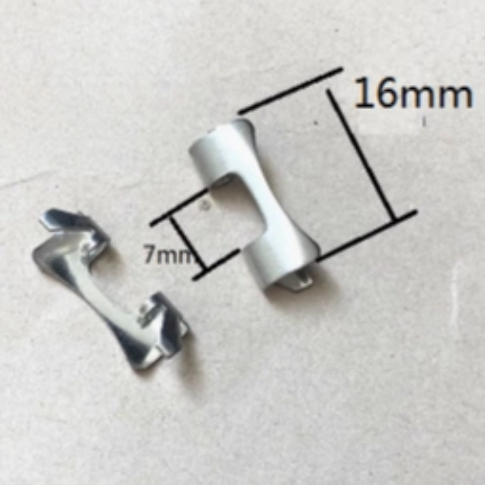 16x7mm silver polished curved end links with spring bars for bracelet watch band strap by #365.