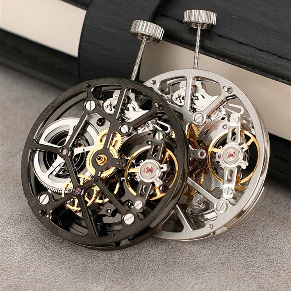 HZ1A09A silver and black hollow bare balance wheel showcasing automatic mechanical movement for watch accessories.