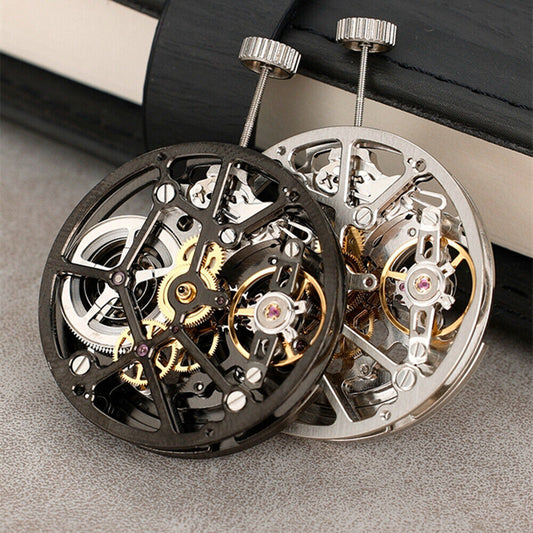 HZ1A09A silver and black hollow bare balance wheel showcasing automatic mechanical movement for watch accessories.