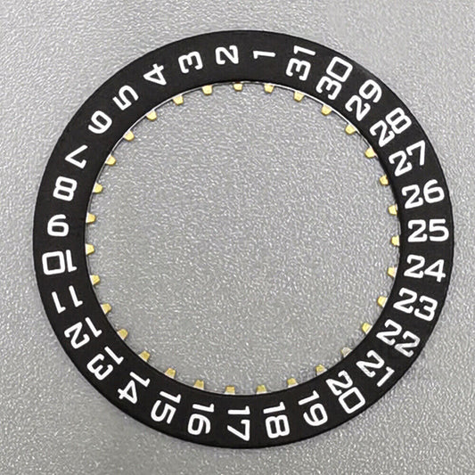 Swiss Made black date disk wheel for ETA2824 watch with date at 3 o'clock, precision watch part.