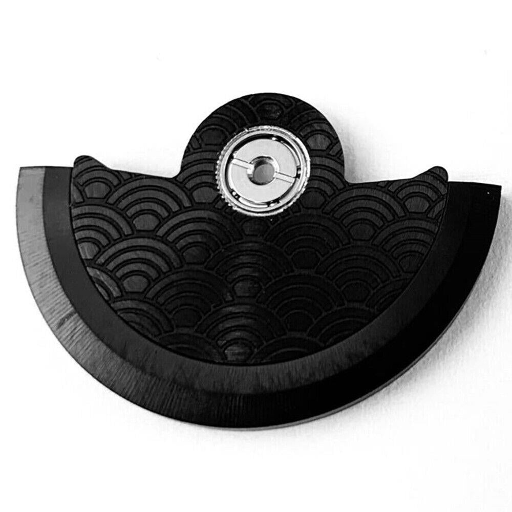 Black Sea Wave carved rotor oscillating weight for Miyota NH35 NH36 watch movement, stylish accessory.