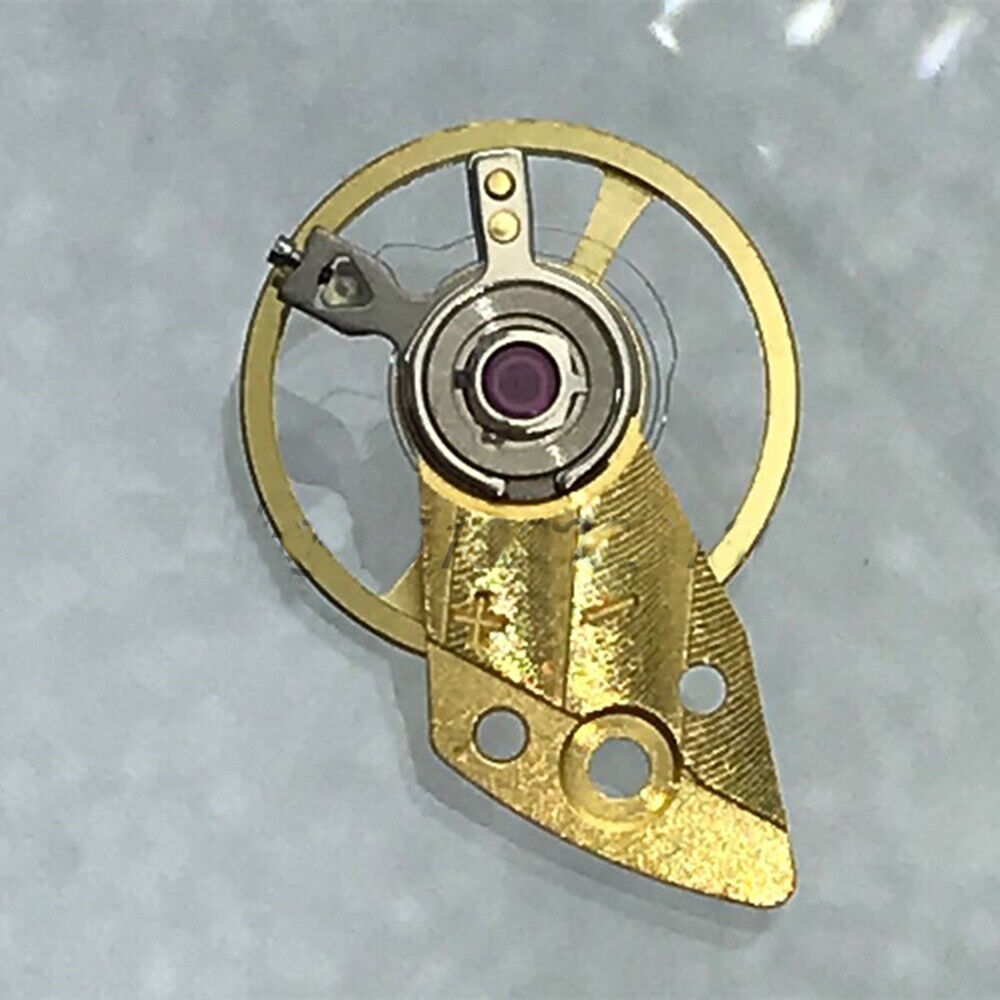 Golden complete balance wheel with splint for Miyota 821A movement, Japan-made craftsmanship.