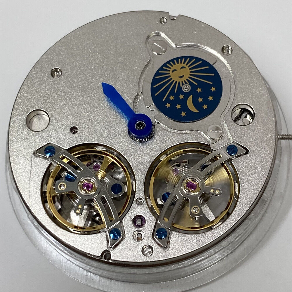 Automatic mechanical watch with double balance wheel and moon phase at 2 o'clock by China Made
