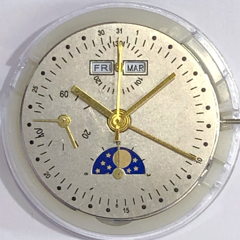 China Made 7751 7753 automatic mechanical movement with moon phase for watch accessories.