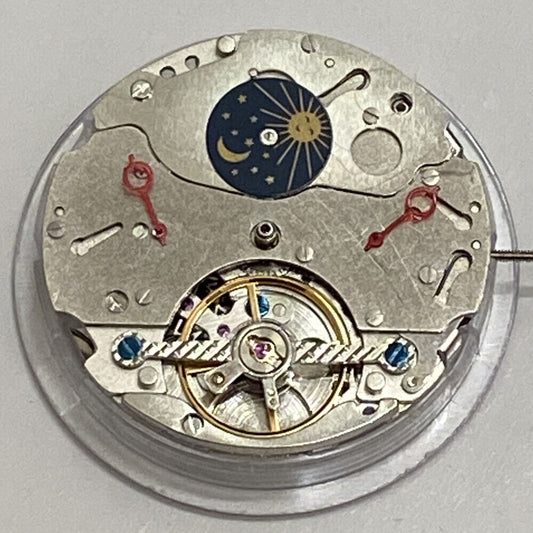 China Made multifunctional automatic watch with mechanical movement and moon phase at 12 o'clock.