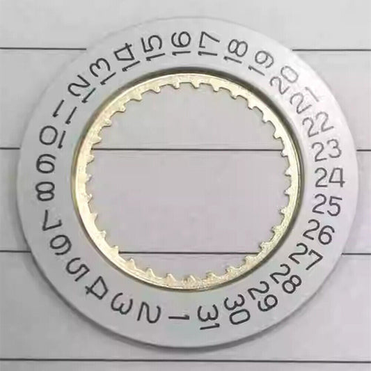 White date disk wheel for Ronda 5040D and 5030D watch movements, date at 4 o?clock position.