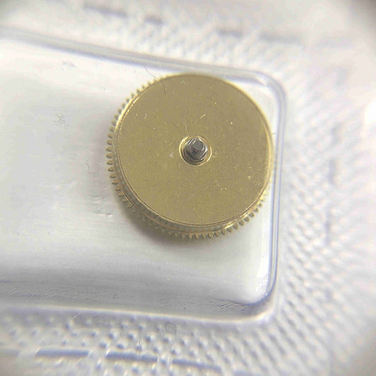 Golden barrel mainspring housing for Miyota 8200 8215 watch movement, durable replacement part.