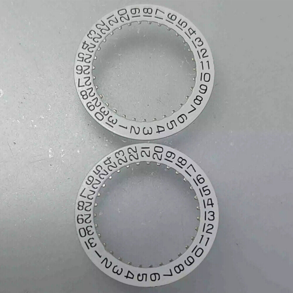 Swiss White Date Disk Wheel showing date at 3 o'clock for ETA 256.111 watch movement.