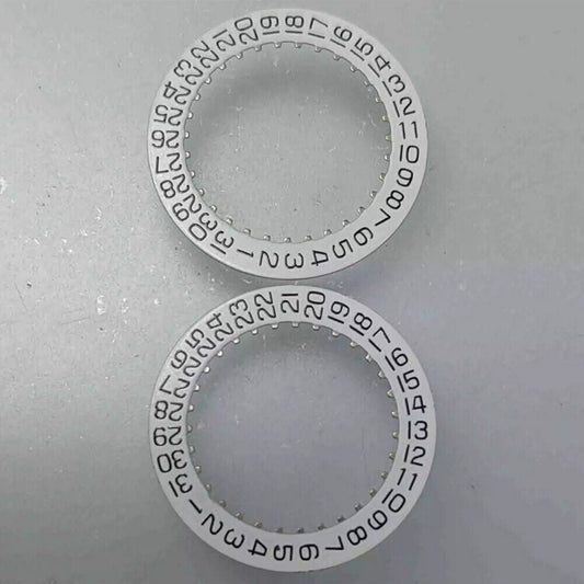 Swiss White Date Disk Wheel showing date at 3 o'clock for ETA 256.111 watch movement.