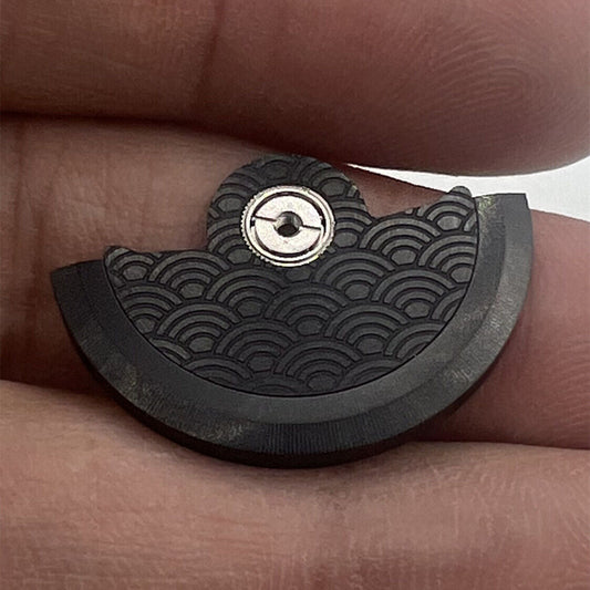 Black Sea Wave carved rotor weight for Miyota NH35 NH36 watch movement, stylish automatic accessory.