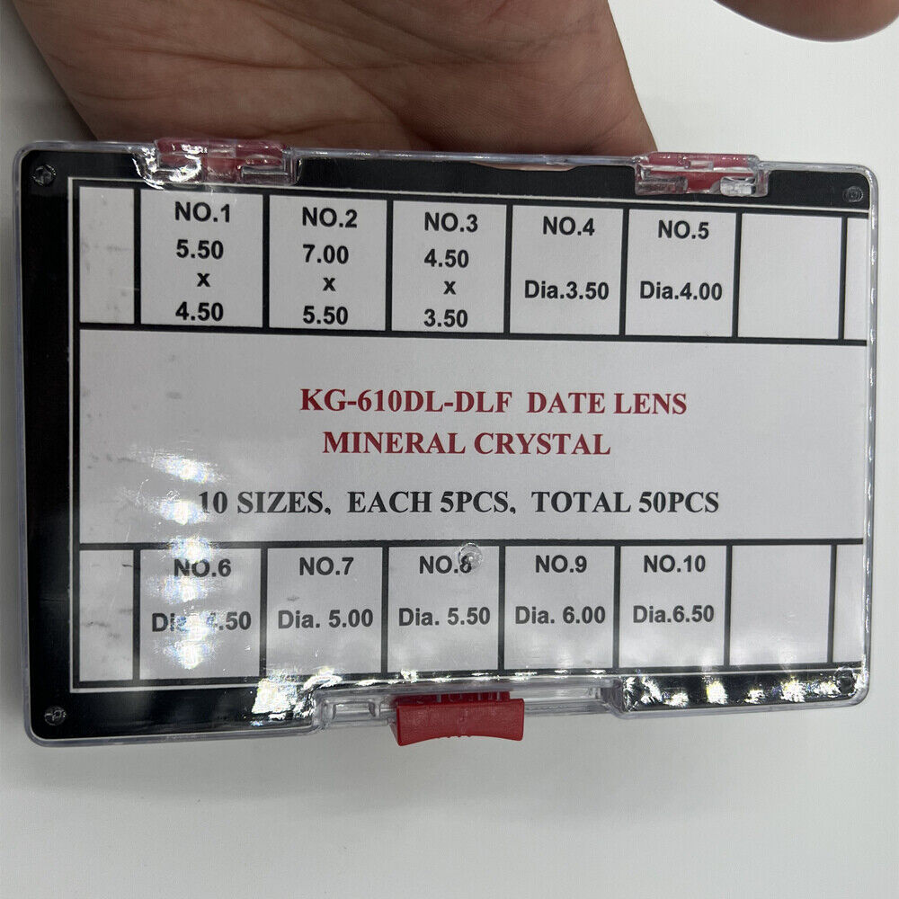 Round rectangular mineral bubble lens with date window magnifier for watch crystal, enhancing readability and style.