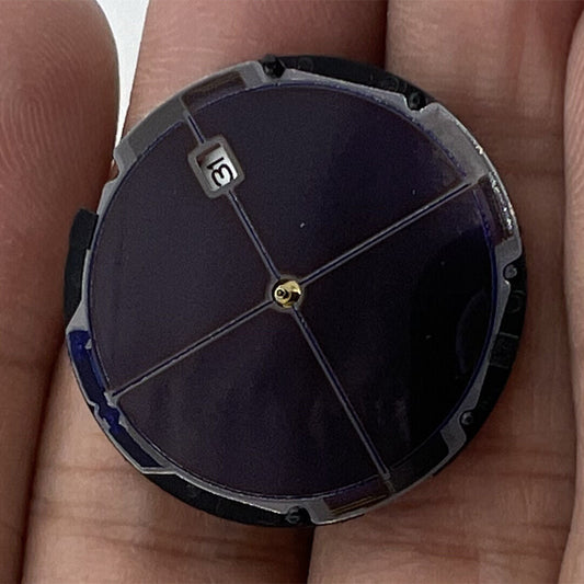 Hattori Epson VS37A solar-powered quartz watch movement for precise timekeeping.