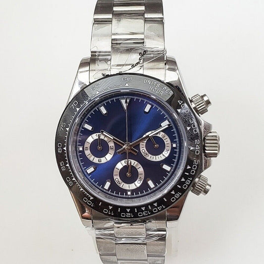 39mm Classic Type VK63 Chronograph watch with blue dial, sapphire glass, elegant design