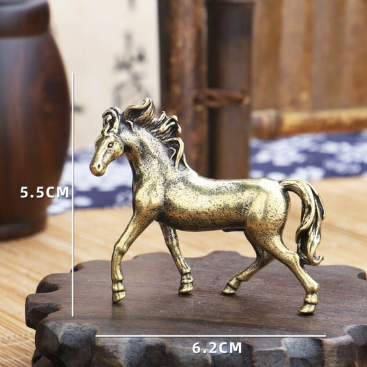 Hand carved solid copper running horse figurine, vintage bronze model, perfect collectible accessory.