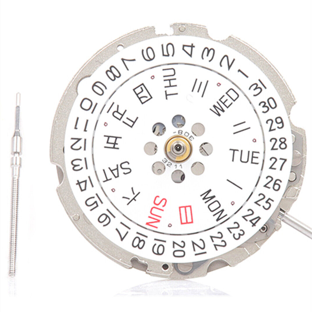 Genuine Silver Miyota Citizen 8200 mechanical watch movement with day-date feature for watch accessories.