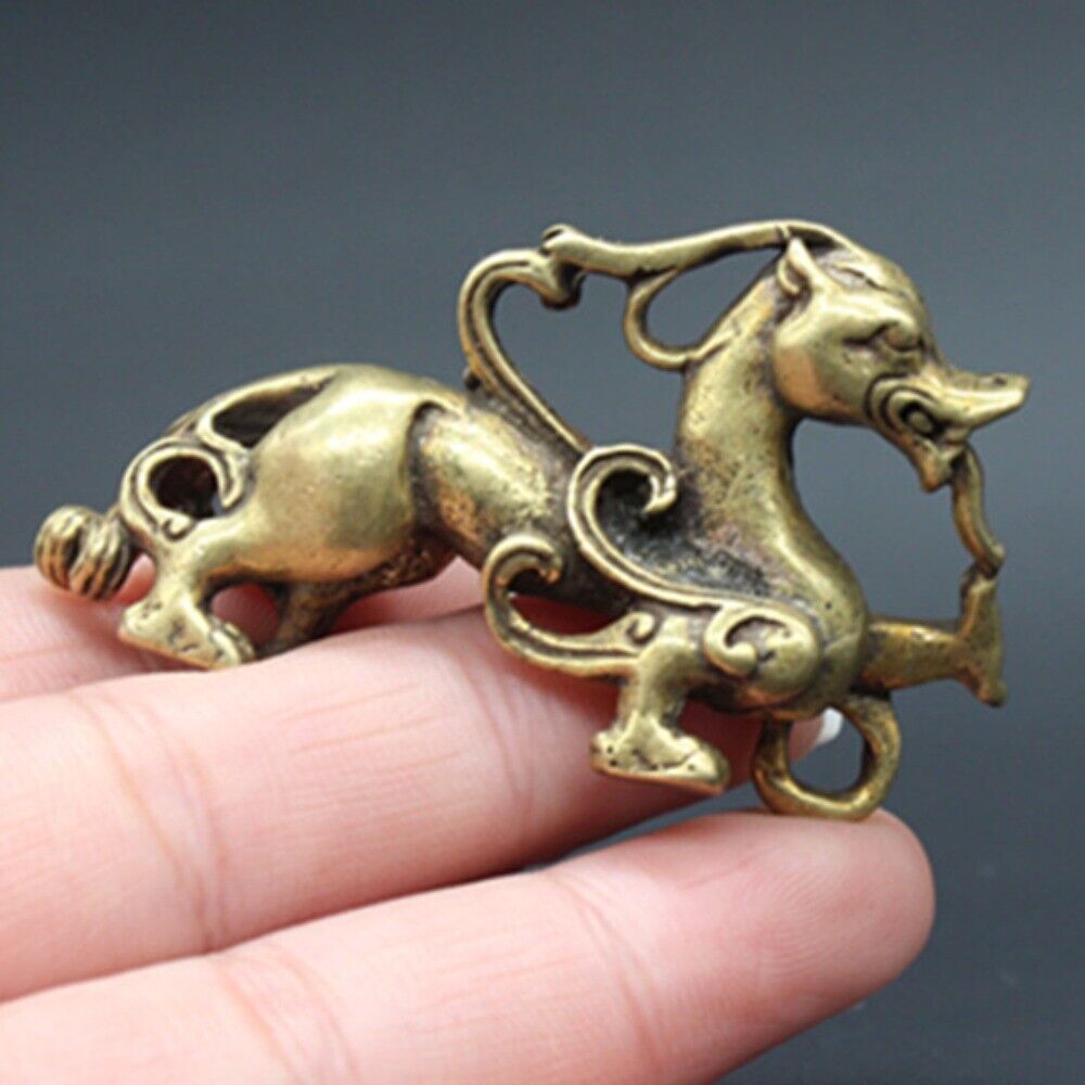 Solid copper dragon trinket with vintage bronze finish, hand-carved details, collectible decor.