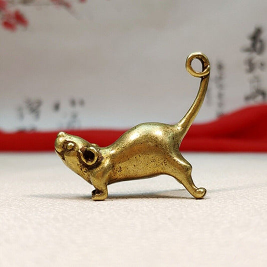 Hand-carved Solid Copper Long-Tailed Mouse trinket by BronzeCraft, detailed collectible figurine for home decor.