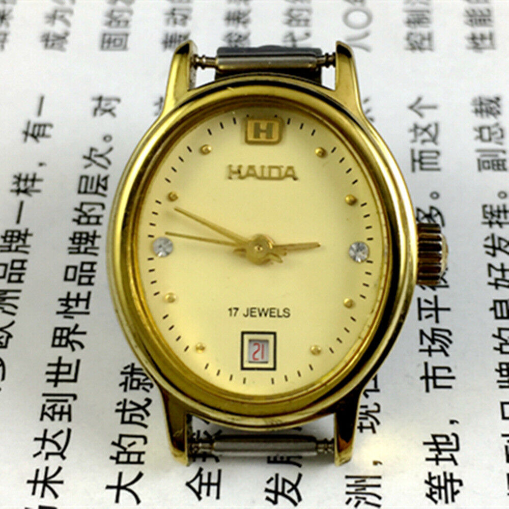 Classic Manual Mechanical Lady Watch with Imitation Diamond Nails, 17 Jewels, Single Calendar at 6 o?clock