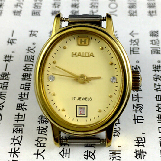 Classic Manual Mechanical Lady Watch with Imitation Diamond Nails, 17 Jewels, Single Calendar at 6 o?clock