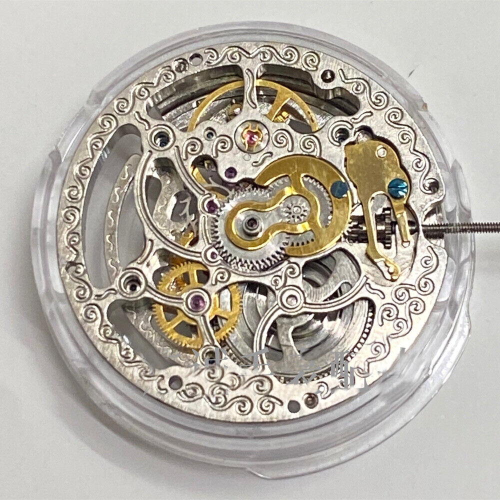 Shanghai Silver hollow carved watch with 3 hands, automatic mechanical movement, premium China craftsmanship.