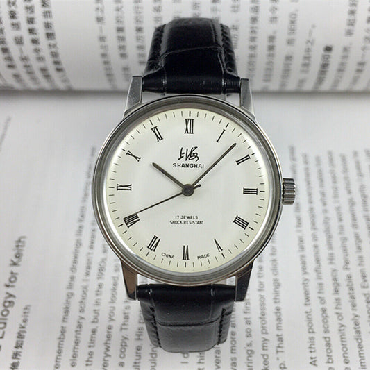 Shanghai Factory 36mm 8120 Manual Mechanical Watch with 17 Jewels, Shock-Resistant Design for Durability