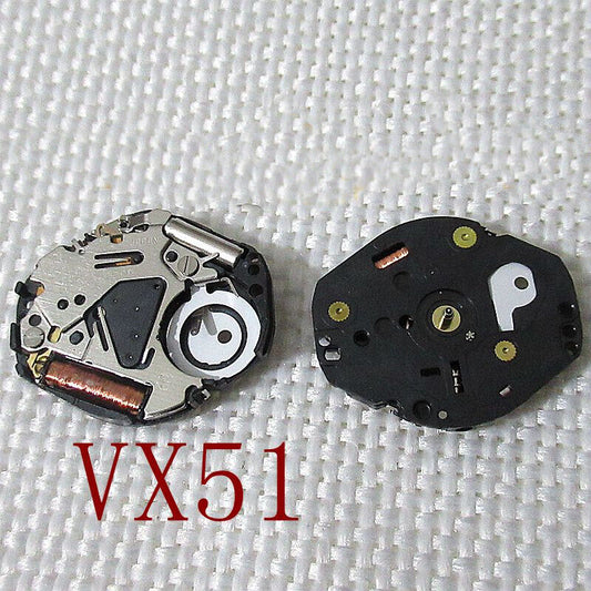Japan Made Hattori Epson VX51E quartz watch movement with stem for precise timekeeping and repair.