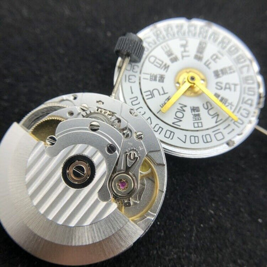 TIANJIN ST2130 silver double calendar mechanical watch movement for precise timekeeping and durability