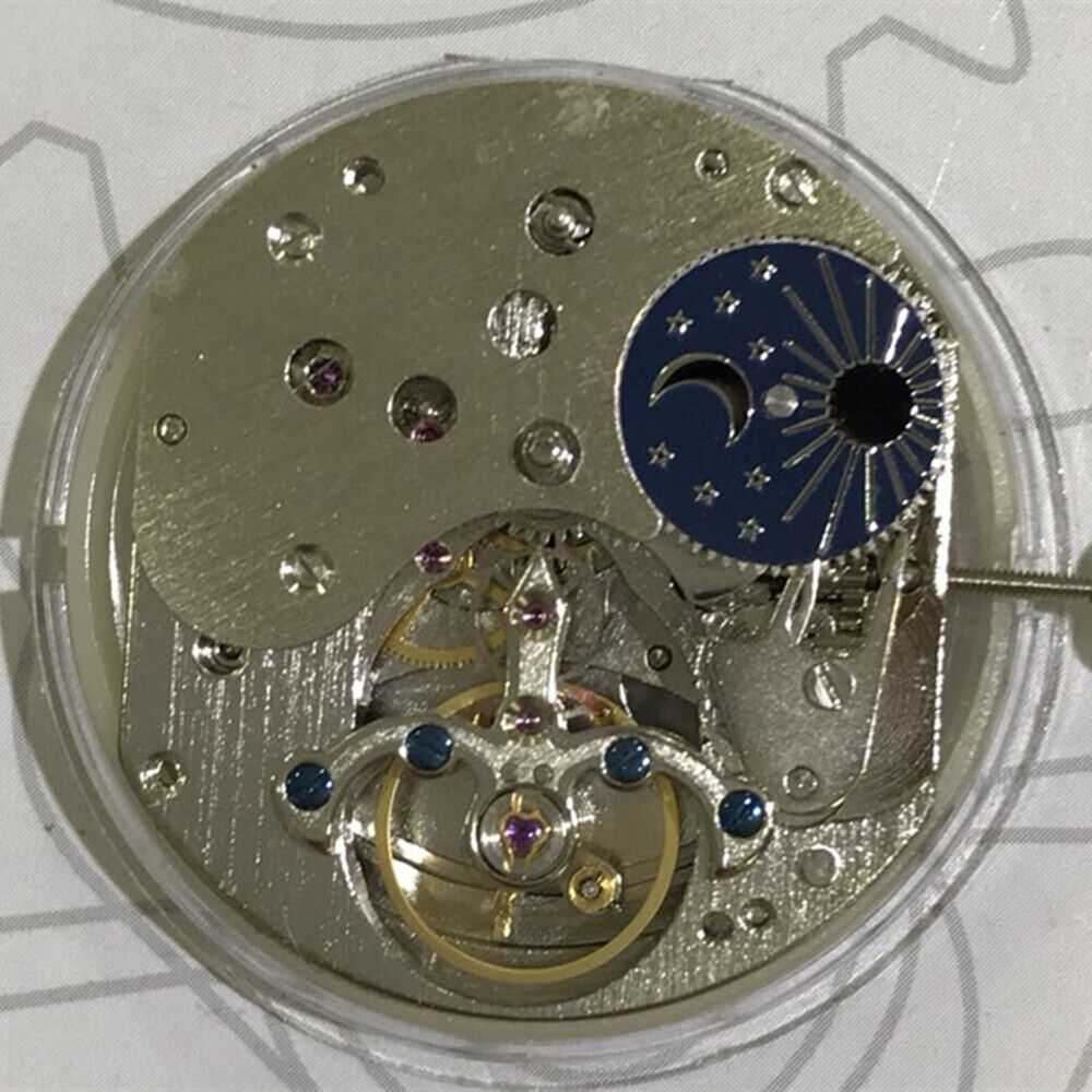 Silver Double Time Zone watch with Moon Phase, automatic mechanical movement by China Made, elegant design.