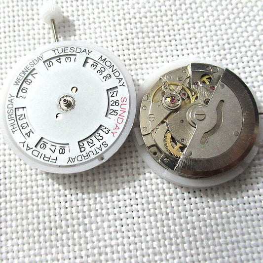 Silver automatic watch with MINGZHU 2813 mechanical movement, date and day display