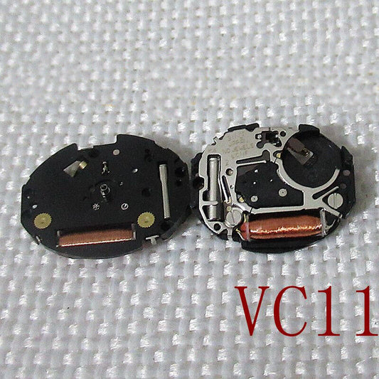 Japan Made Hattori Epson TMI VC11 VC11F quartz watch movement with stem, precision timekeeping component.
