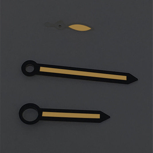 Black trim arrow-shaped orange lume watch hands compatible with ST3600/ST3620/ETA6497/6498 movements.