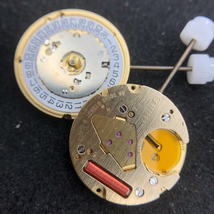 Original ETA E61.111 Swiss quartz watch movement with date at 3 o'clock, replacement for 256.111 models.