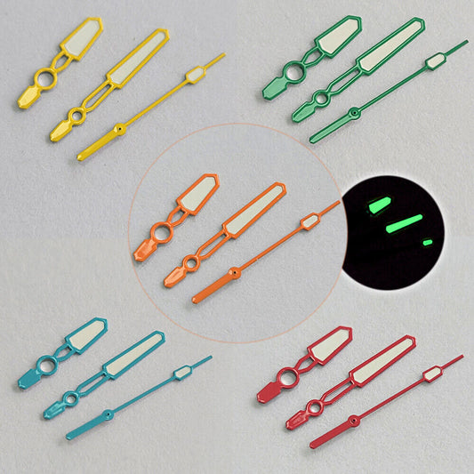 Green luminous watch hands with fashion candy color trim for NH35/NH36/4R/7S movement by Fashion Candy.
