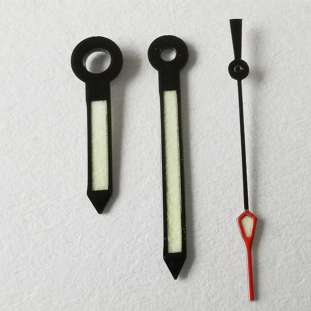 Black trim green luminous watch hands for NH35 NH36 movement, ideal for precise time reading by brand.