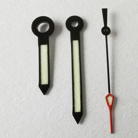 Black trim green luminous watch hands for NH35 NH36 movement, ideal for precise time reading by brand.