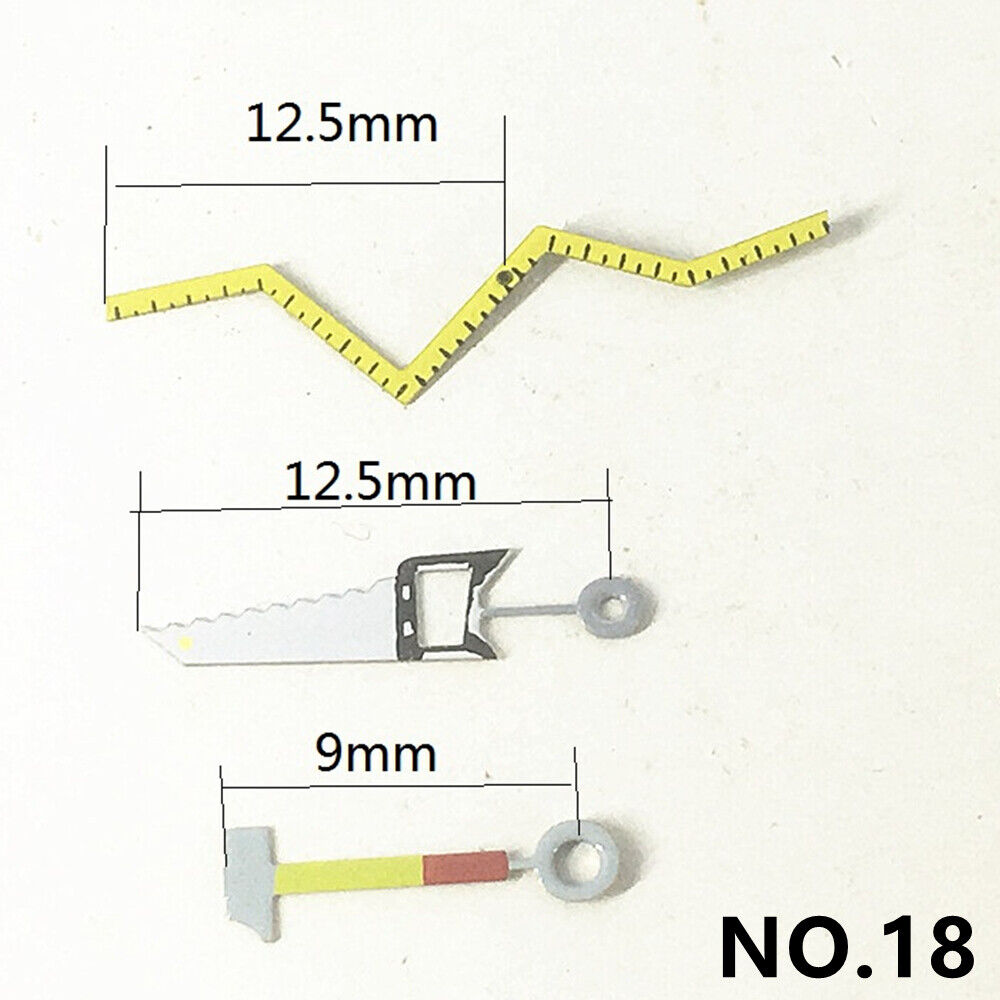 Saw waved ruler-style irregular watch hands for Miyota 2035 movement, perfect for stylish watch customization.