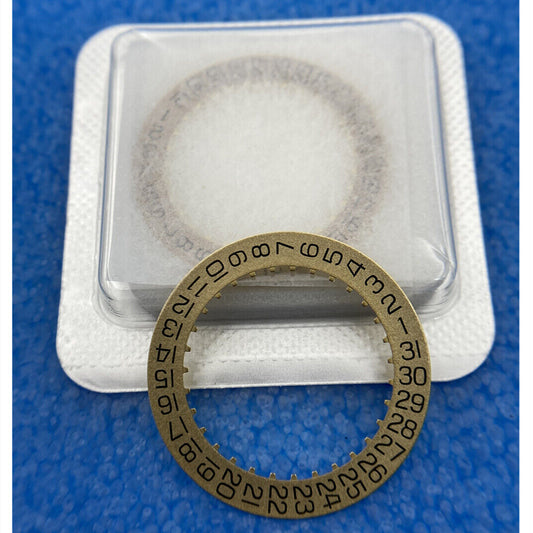 Golden matte date disk wheel for ETA2824-2 Swiss movement watch part.