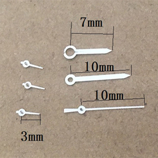 Silver 6 hands set, 10mm, compatible with ISA 8172 quartz movement watches, precision replacement accessory.
