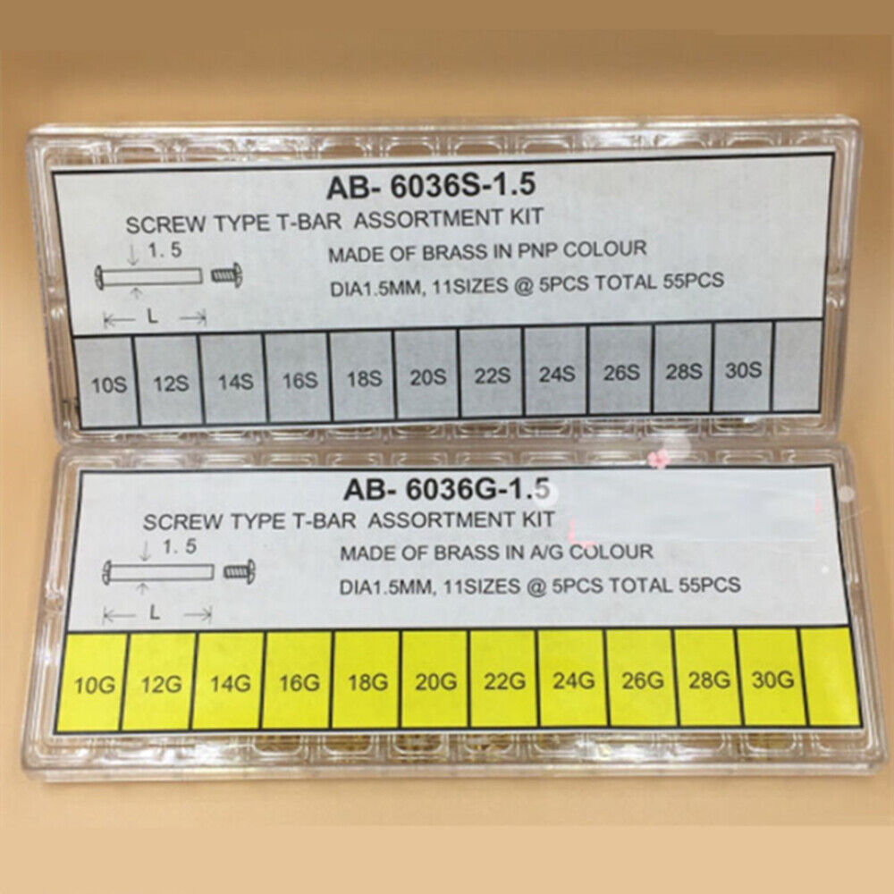 1. Brass 1.5mm watch screws T-bar kit with 11 sizes for precise watchmaker repairs.