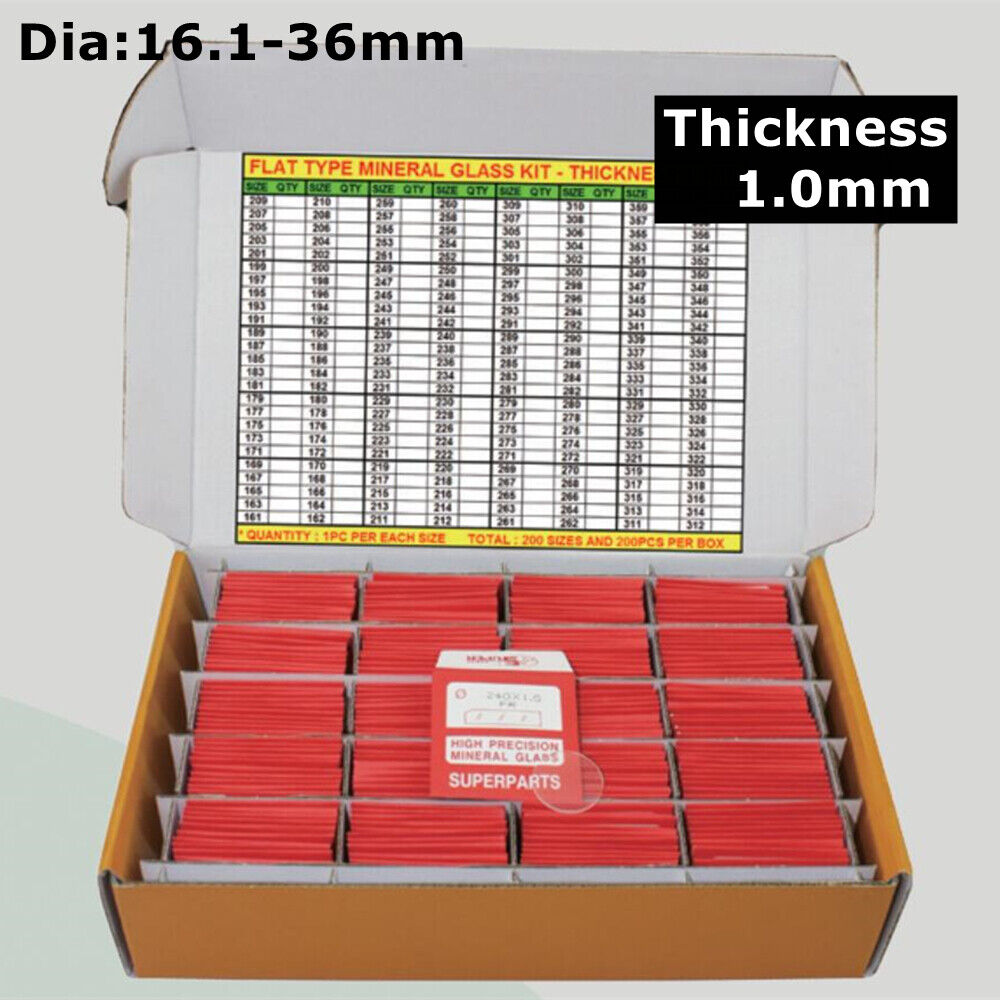 1.5mm Thick 200pcs Flat 16.1-36mm Round Watch Glass Mineral Crystal Replacement