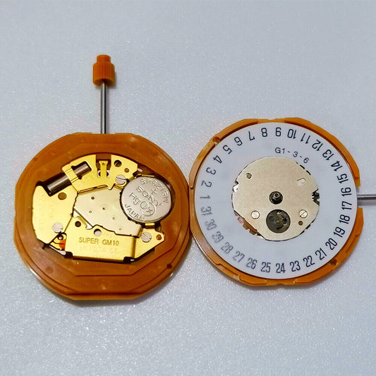 Miyota GM10 Japan Quartz Movement with date display at 6 o'clock, Japan made precision