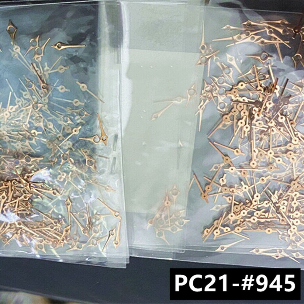 Set of 5mm rose gold watch hands for Hattori Epson PC21 quartz movement, stylish and precise.