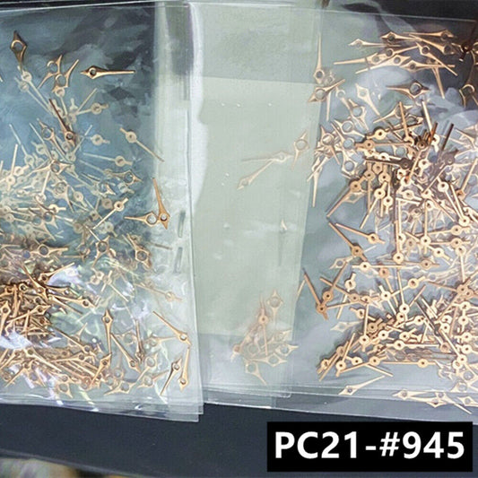Set of 5mm rose gold watch hands for Hattori Epson PC21 quartz movement, stylish and precise.