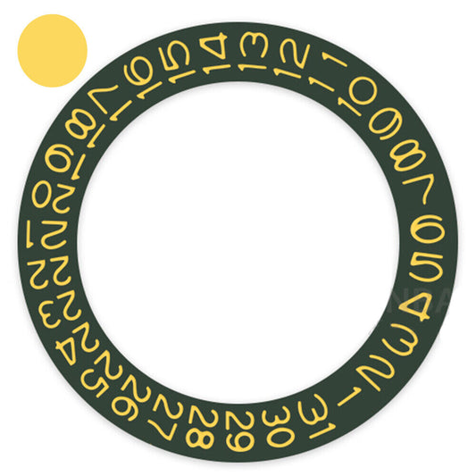 Hunter Green background date wheel with yellow pineapple font for Miyota NH35 NH36 watch accessories.