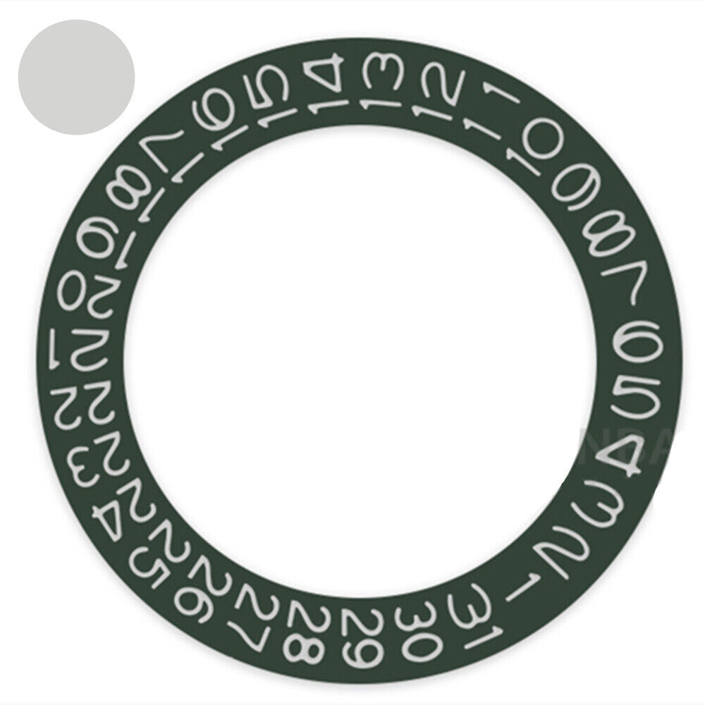 Dark Hunter Green date wheel with light grey font, compatible with Miyota NH35 NH36 watches,