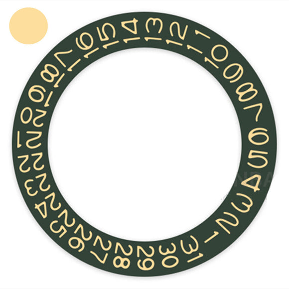 Dark Hunter Green Background Peach Yellow Font Date Wheel for Miyota NH35 NH36