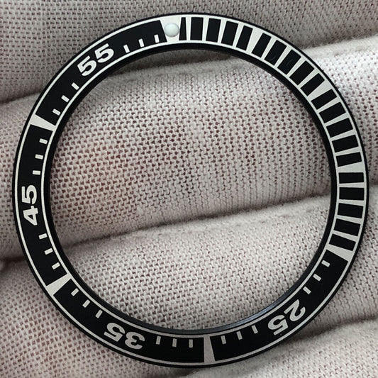 Black Radian aluminium watch bezel insert 39.9mm/31.6mm, durable accessory for precise timepiece customization.