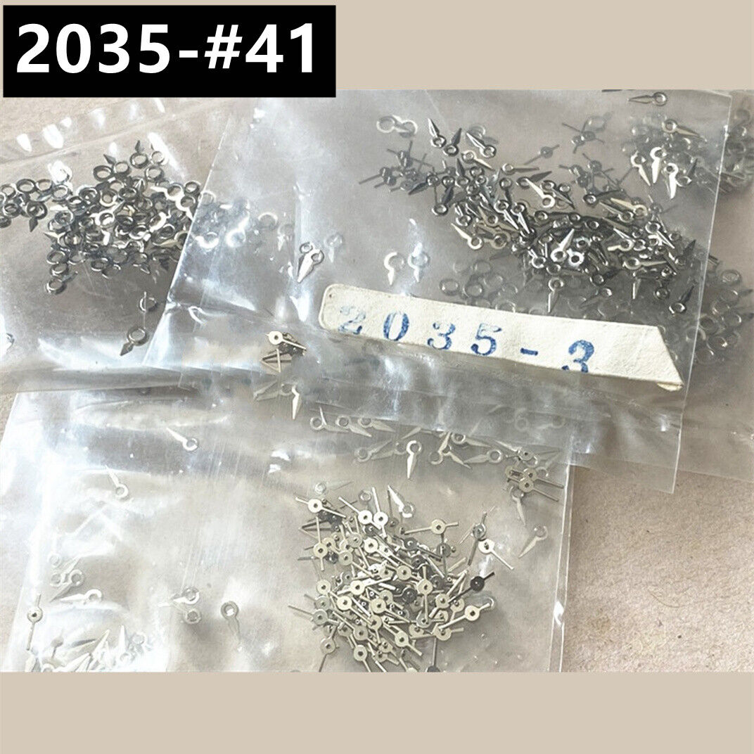 Set of 3mm silver second hands for Miyota 2035 quartz watch movements, perfect for replacements.